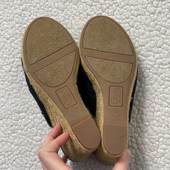 Circus Sam Edelman Black Espadrille Wedge Sandals Size 7.5 - Picture 4 of 13